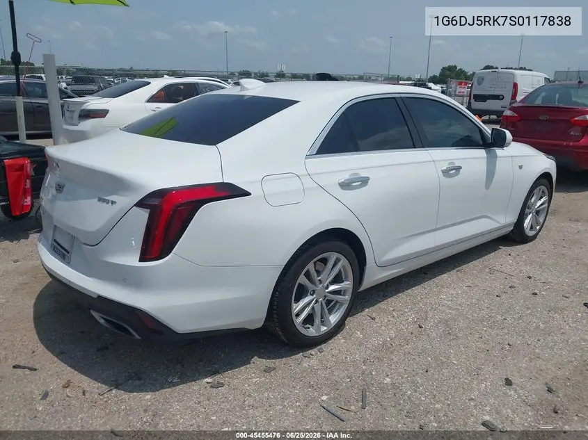 2025 Cadillac Ct4 Luxury Rwd VIN: 1G6DJ5RK7S0117838 Lot: 45455476