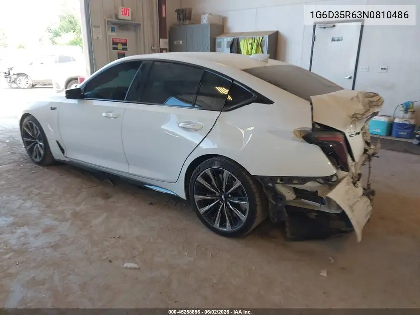 2022 Cadillac Ct5-V V-Series Blackwing VIN: 1G6D35R63N0810486 Lot: 45258856