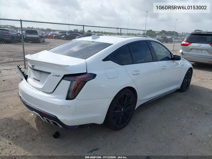 2020 Cadillac Ct5 V-Series VIN: 1G6DR5RW6L0153002 Lot: 45491356