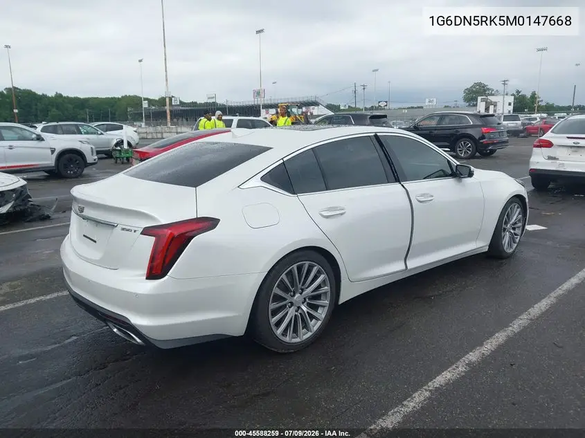 2021 Cadillac Ct5 Premium Luxury VIN: 1G6DN5RK5M0147668 Lot: 45588259