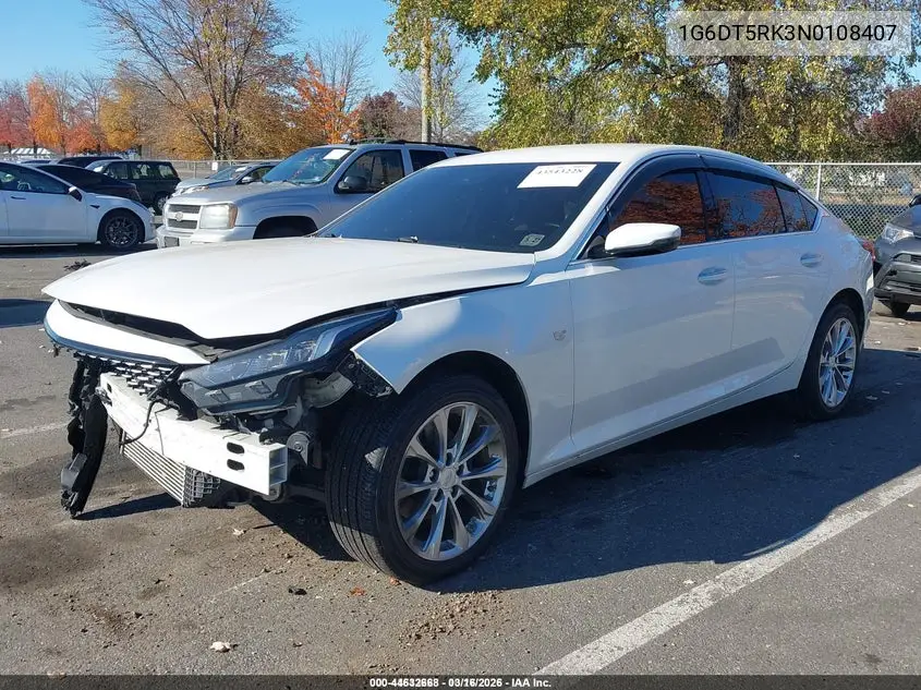 2022 Cadillac Ct5 Premium Luxury VIN: 1G6DT5RK3N0108407 Lot: 44632668