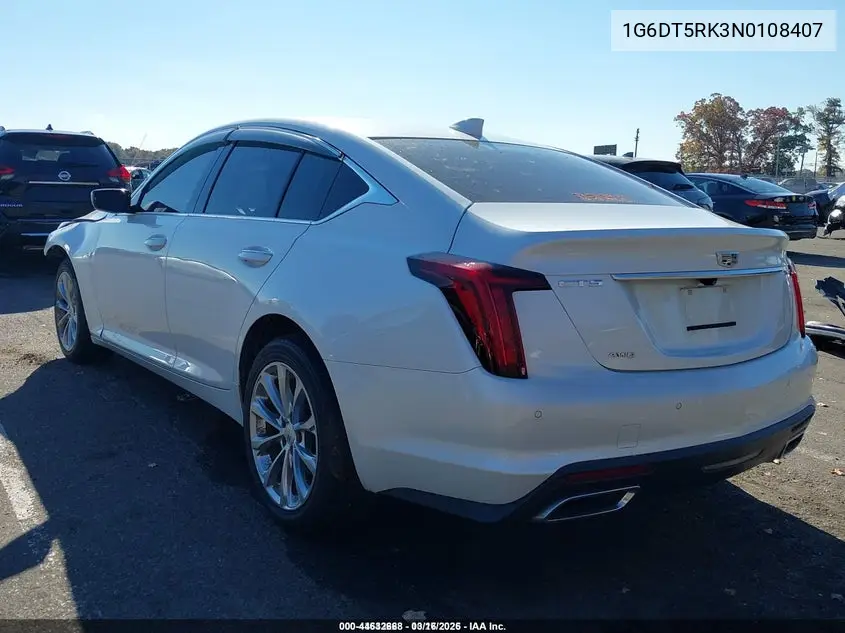 2022 Cadillac Ct5 Premium Luxury VIN: 1G6DT5RK3N0108407 Lot: 44632668