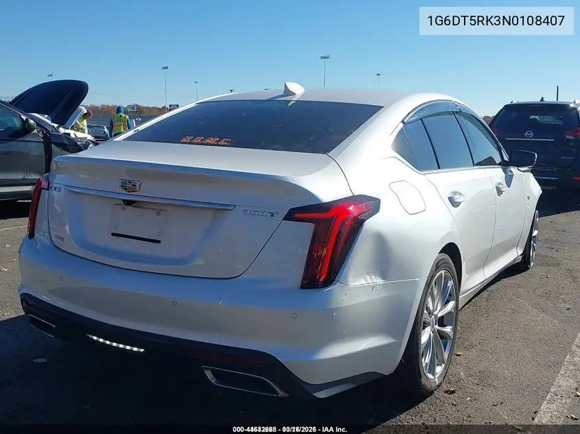 2022 Cadillac Ct5 Premium Luxury VIN: 1G6DT5RK3N0108407 Lot: 44632668
