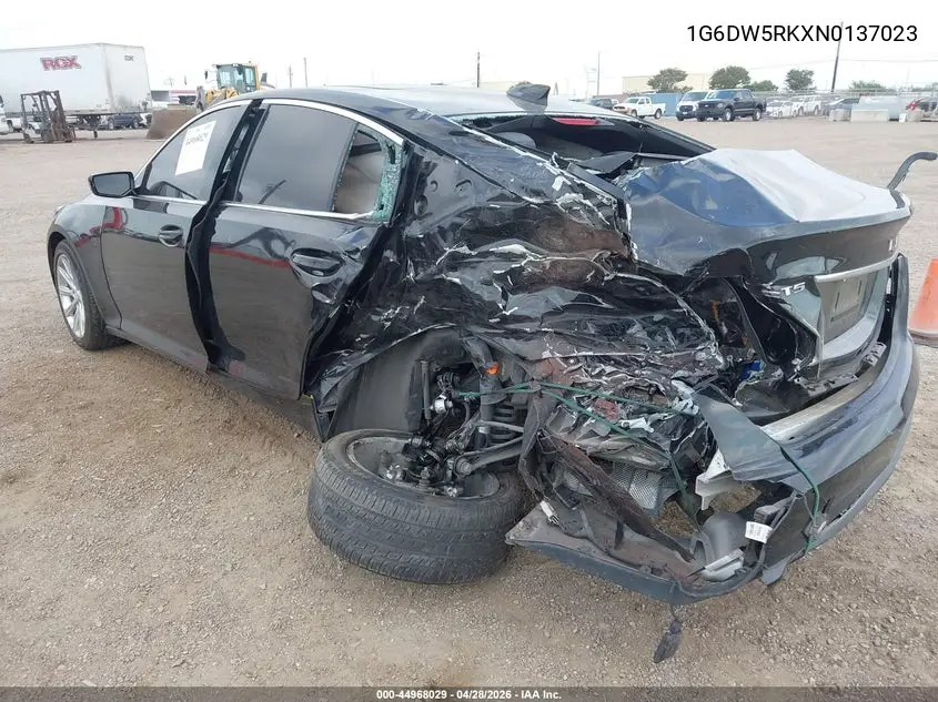2022 Cadillac Ct5 Luxury VIN: 1G6DW5RKXN0137023 Lot: 44968029