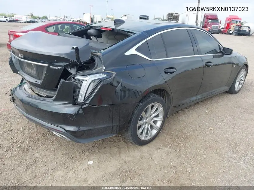 2022 Cadillac Ct5 Luxury VIN: 1G6DW5RKXN0137023 Lot: 44968029
