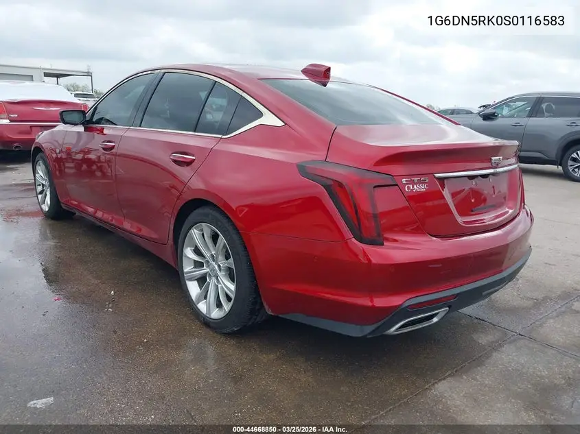 2025 Cadillac Ct5 Premium Luxury Rwd VIN: 1G6DN5RK0S0116583 Lot: 44668850