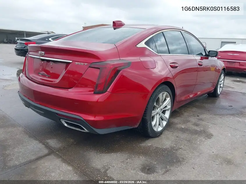 2025 Cadillac Ct5 Premium Luxury Rwd VIN: 1G6DN5RK0S0116583 Lot: 44668850
