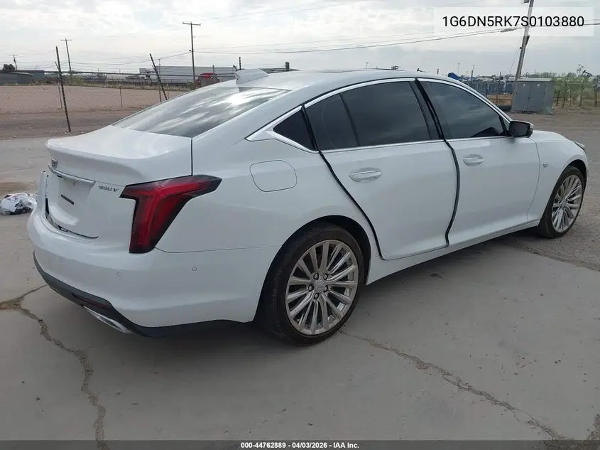 2025 Cadillac Ct5 Premium Luxury Rwd VIN: 1G6DN5RK7S0103880 Lot: 44762889