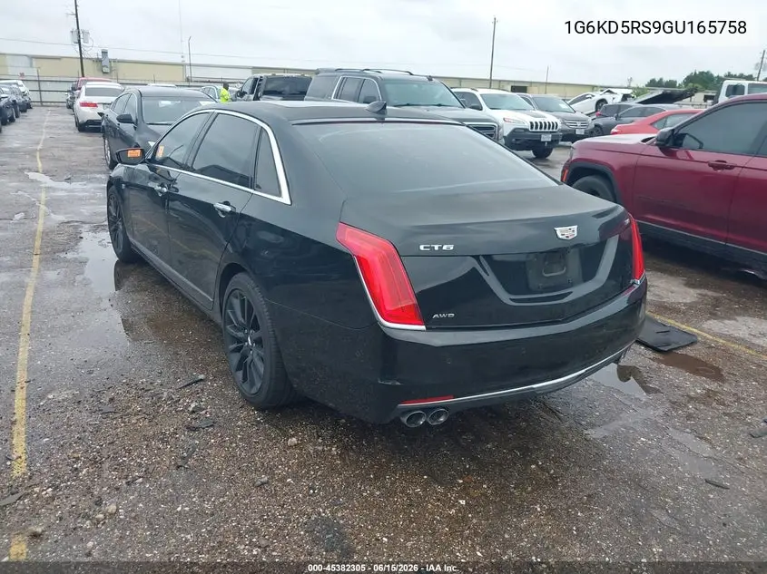 2016 Cadillac Ct6 Luxury VIN: 1G6KD5RS9GU165758 Lot: 45382305
