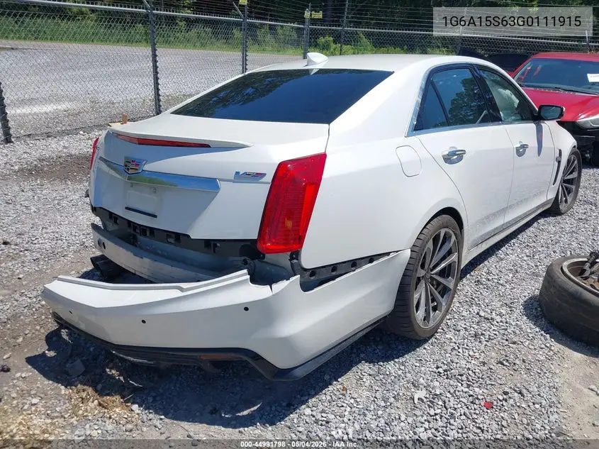 2016 Cadillac Cts-V VIN: 1G6A15S63G0111915 Lot: 44991798