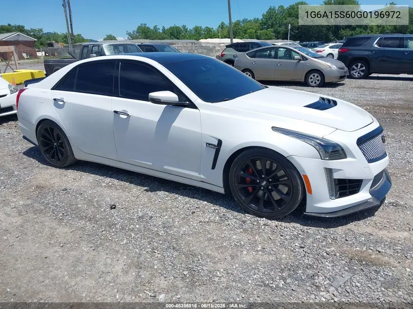 2016 Cadillac Cts-V VIN: 1G6A15S60G0196972 Lot: 45396518