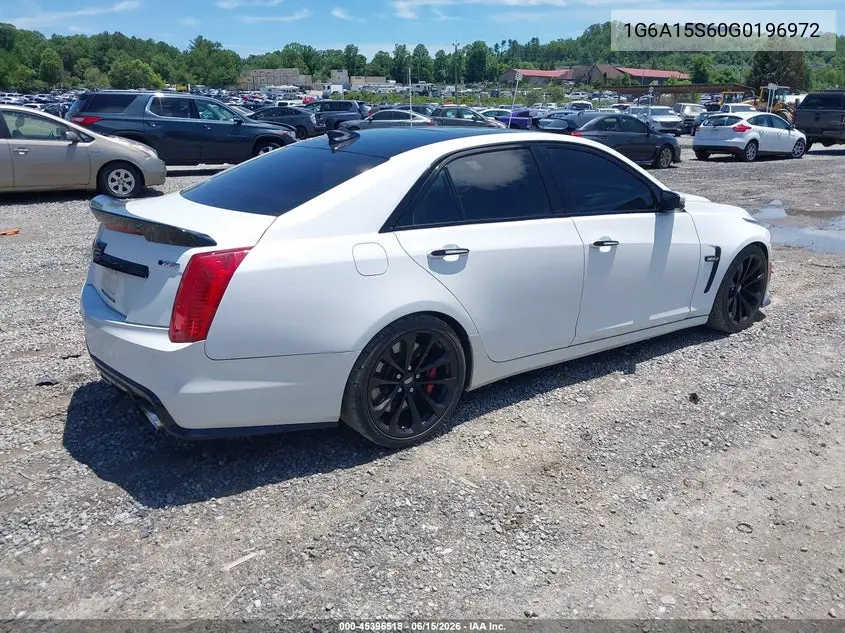 2016 Cadillac Cts-V VIN: 1G6A15S60G0196972 Lot: 45396518