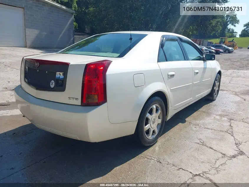 2003 Cadillac Cts Standard VIN: 1G6DM57N430126731 Lot: 45487295