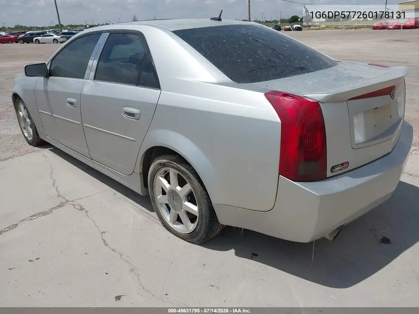 2006 Cadillac Cts Base W/1Sb VIN: 1G6DP577260178131 Lot: 45631795
