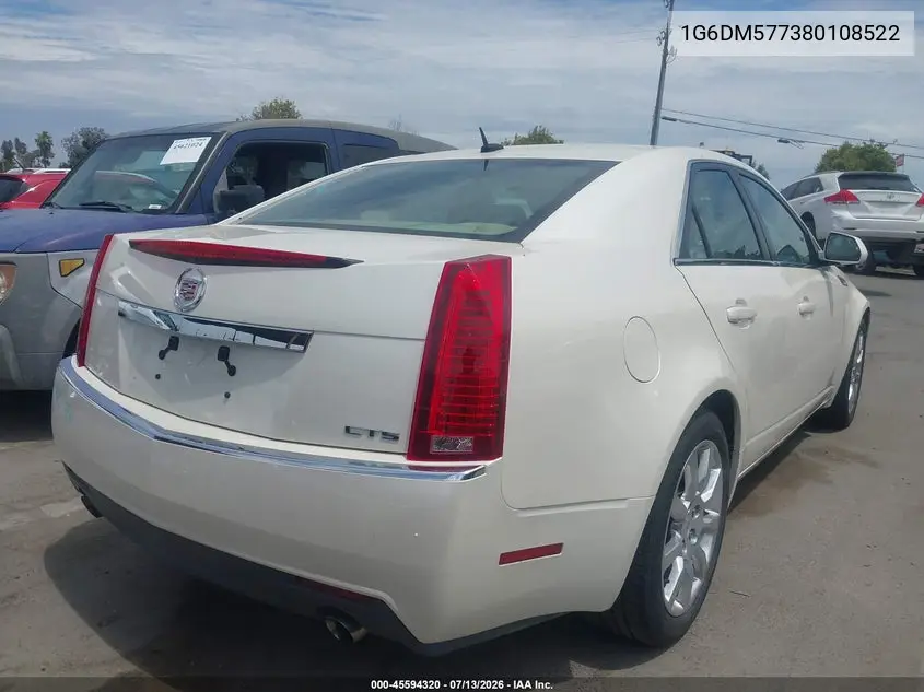 2008 Cadillac Cts Rwd W/1Sa VIN: 1G6DM577380108522 Lot: 45594320