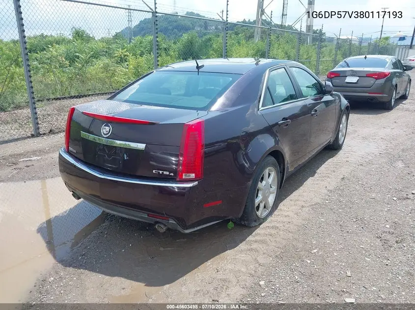 2008 Cadillac Cts Awd W/1Sb VIN: 1G6DP57V380117193 Lot: 45603498