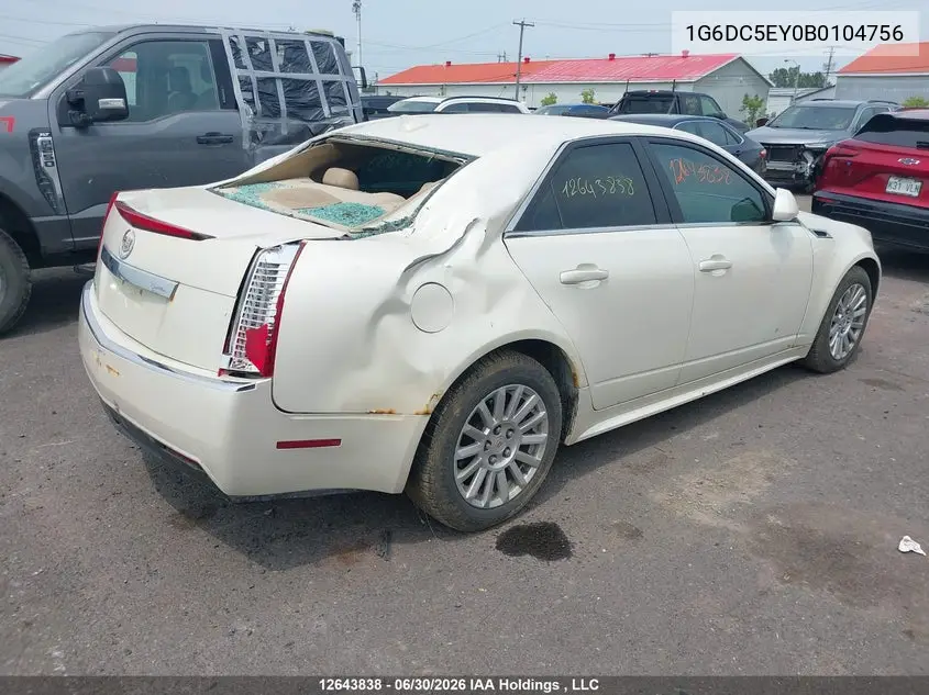 2011 Cadillac Cts VIN: 1G6DC5EY0B0104756 Lot: 12643838X