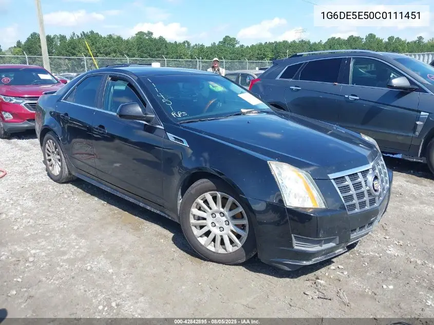 1G6DE5E50C0111451 2012 Cadillac Cts Luxury