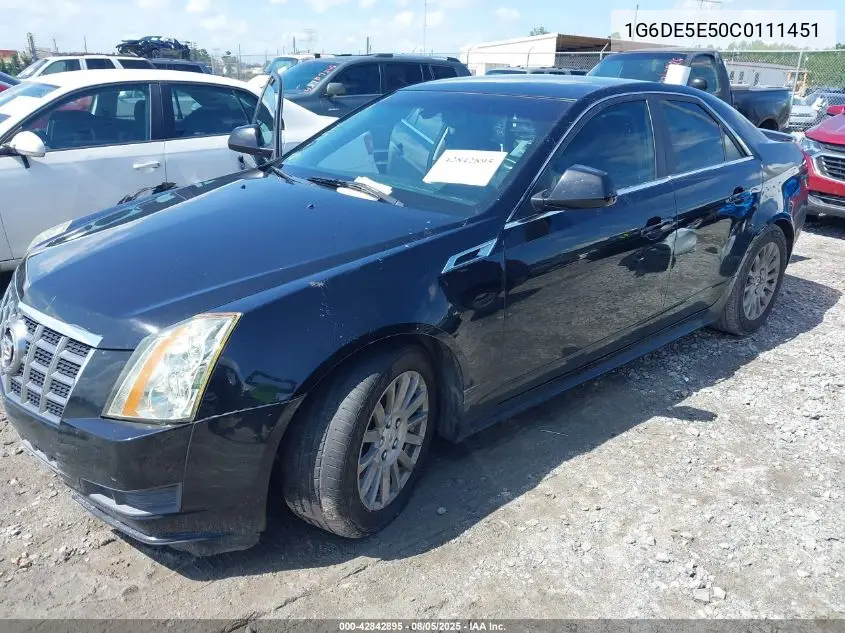 1G6DE5E50C0111451 2012 Cadillac Cts Luxury