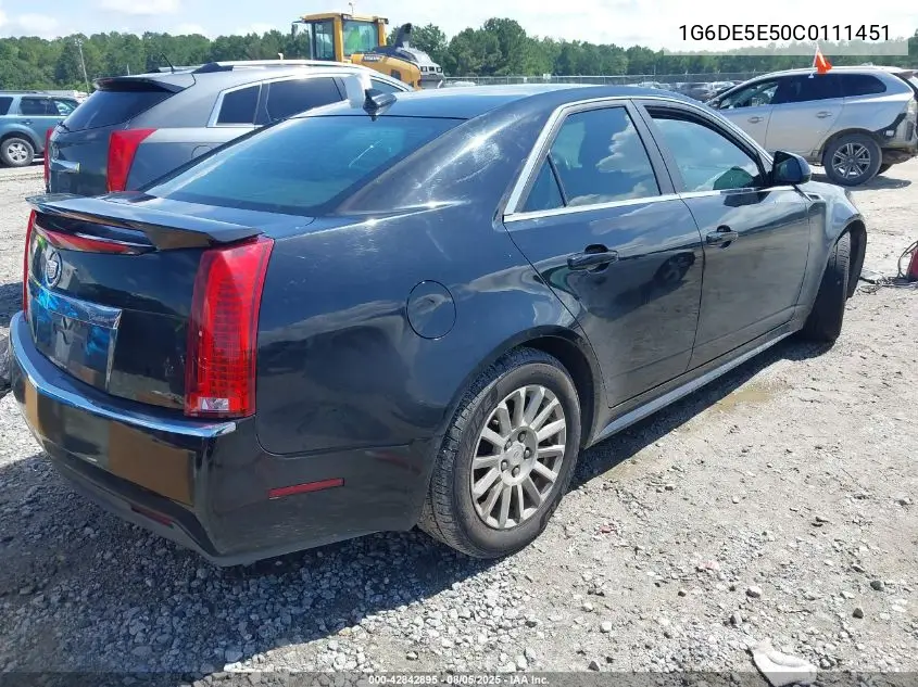 1G6DE5E50C0111451 2012 Cadillac Cts Luxury