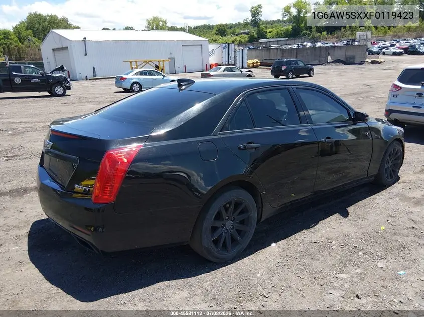2015 Cadillac Cts Standard VIN: 1G6AW5SXXF0119423 Lot: 45581112