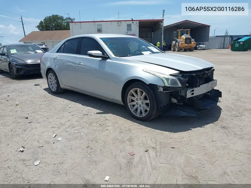 2016 Cadillac Cts Standard VIN: 1G6AP5SX2G0116286 Lot: 45651254