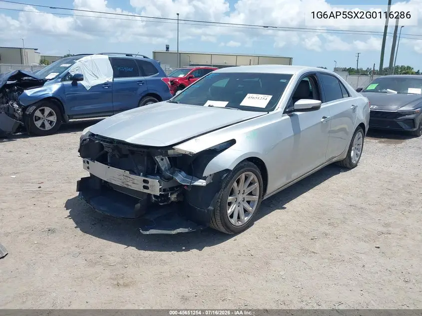 2016 Cadillac Cts Standard VIN: 1G6AP5SX2G0116286 Lot: 45651254
