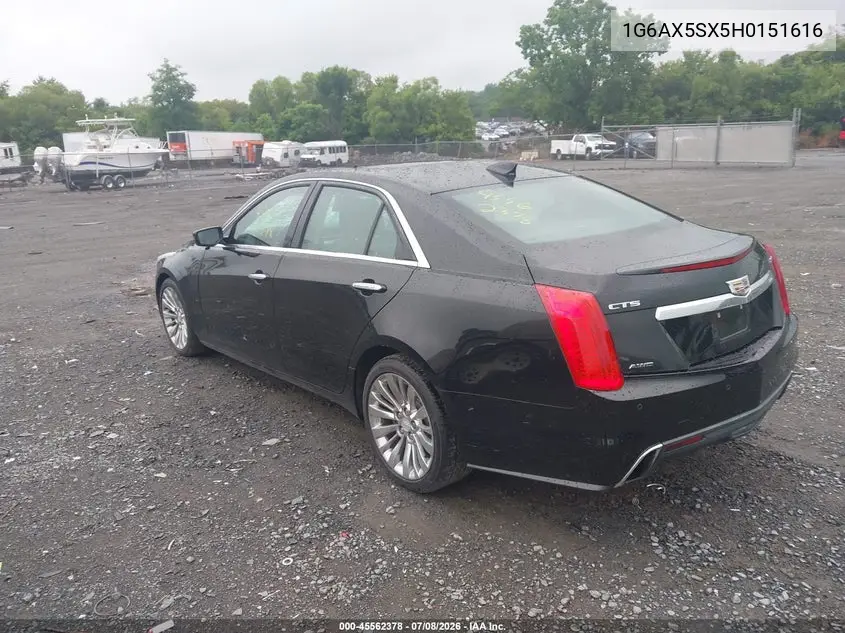 2017 Cadillac Cts Luxury VIN: 1G6AX5SX5H0151616 Lot: 45562378