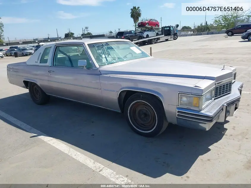 1977 Cadillac Deville VIN: 00006D47S7E651406 Lot: 44507141