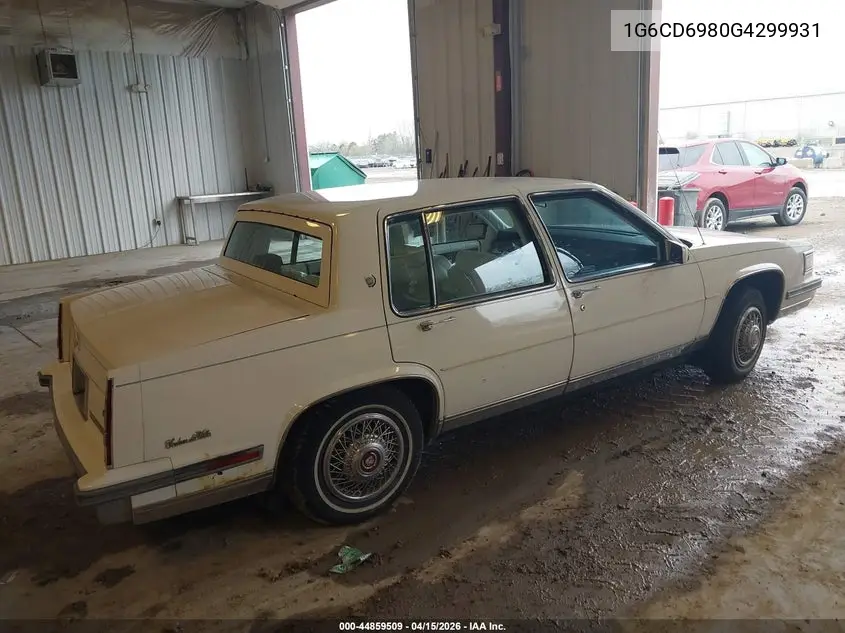 1986 Cadillac Deville Fleetwood VIN: 1G6CD6980G4299931 Lot: 44859509