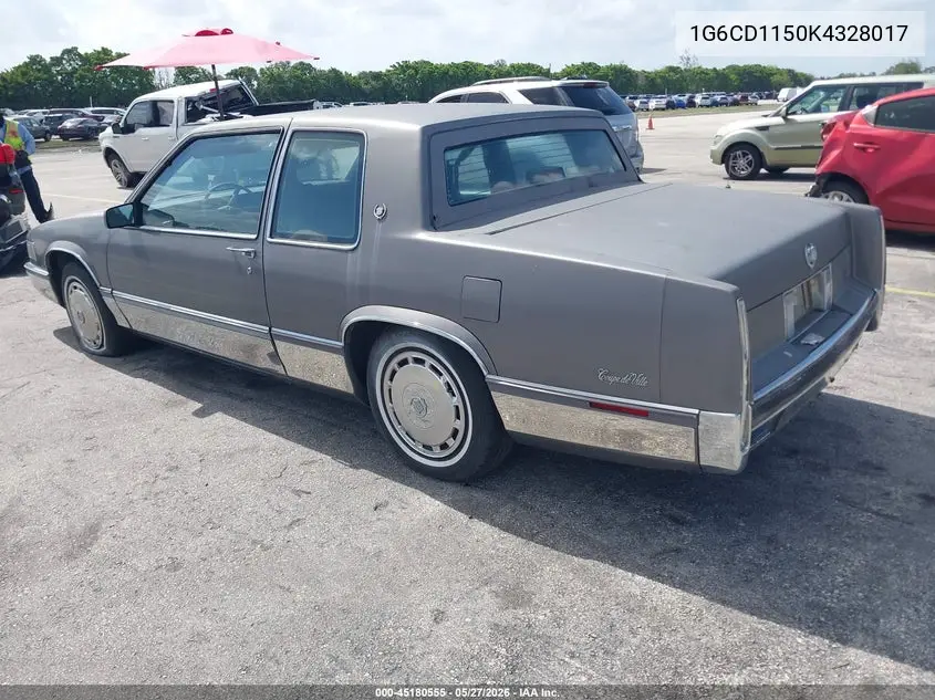 1989 Cadillac Deville VIN: 1G6CD1150K4328017 Lot: 45180555
