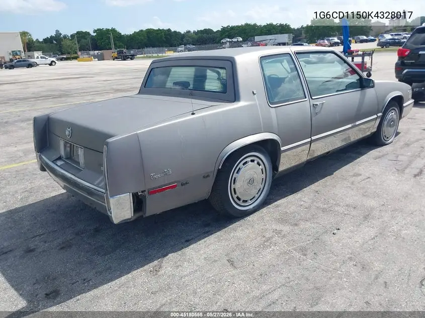 1989 Cadillac Deville VIN: 1G6CD1150K4328017 Lot: 45180555