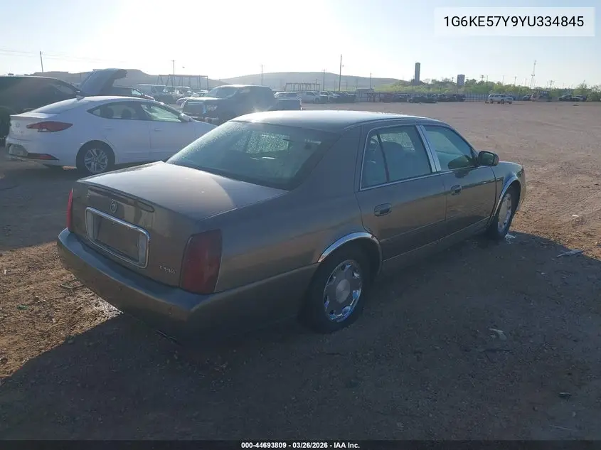 2000 Cadillac Deville Dhs VIN: 1G6KE57Y9YU334845 Lot: 44693809