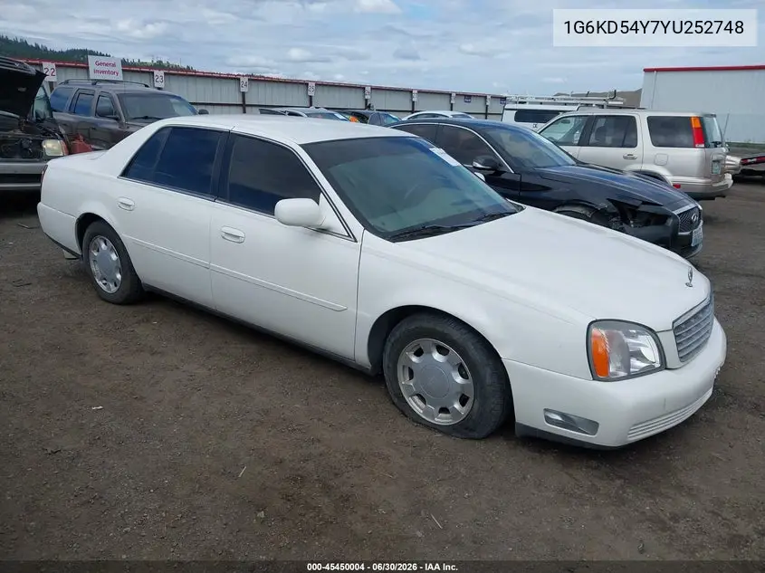 2000 Cadillac Deville Standard VIN: 1G6KD54Y7YU252748 Lot: 45450004
