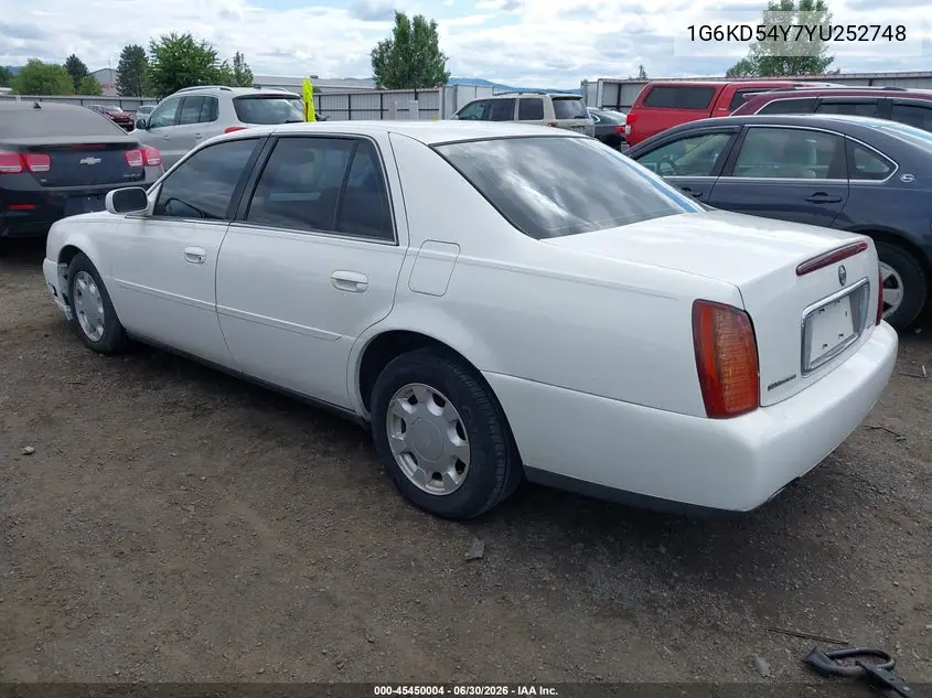 2000 Cadillac Deville Standard VIN: 1G6KD54Y7YU252748 Lot: 45450004