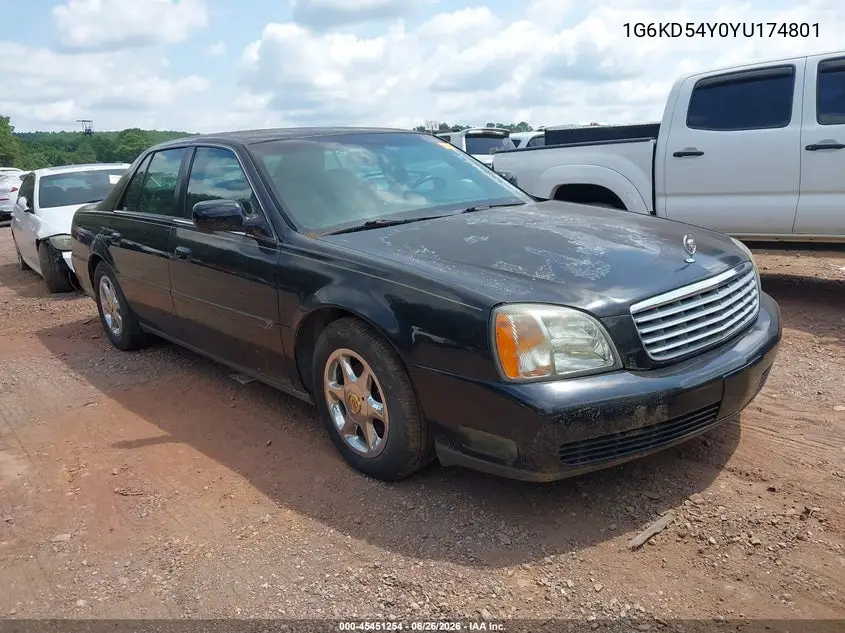 2000 Cadillac Deville Standard VIN: 1G6KD54Y0YU174801 Lot: 45451254
