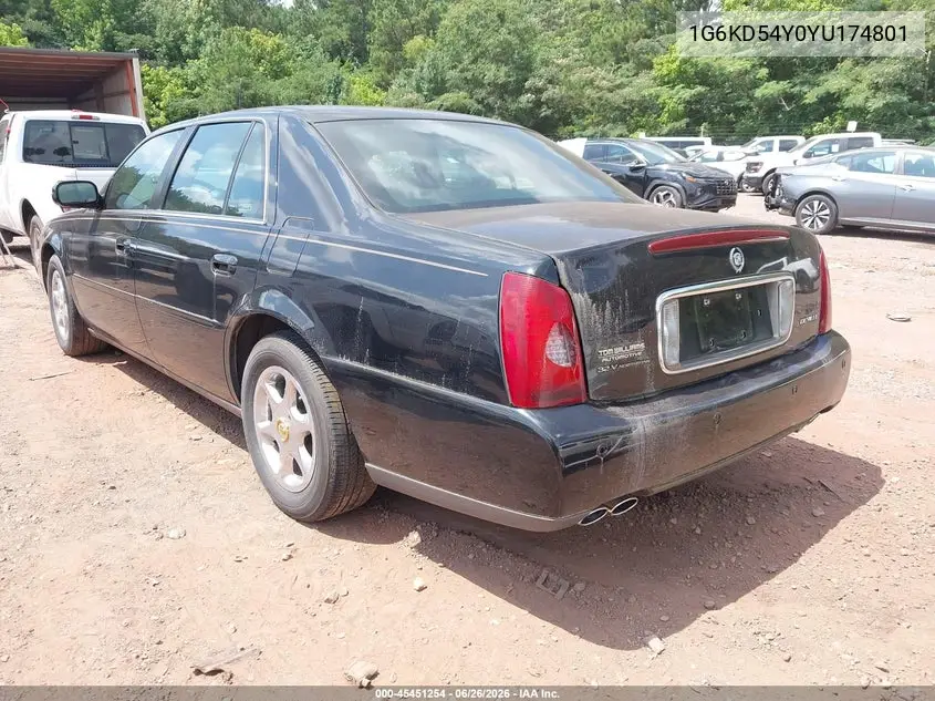 2000 Cadillac Deville Standard VIN: 1G6KD54Y0YU174801 Lot: 45451254