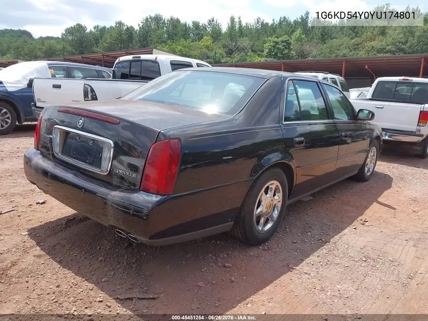 2000 Cadillac Deville Standard VIN: 1G6KD54Y0YU174801 Lot: 45451254