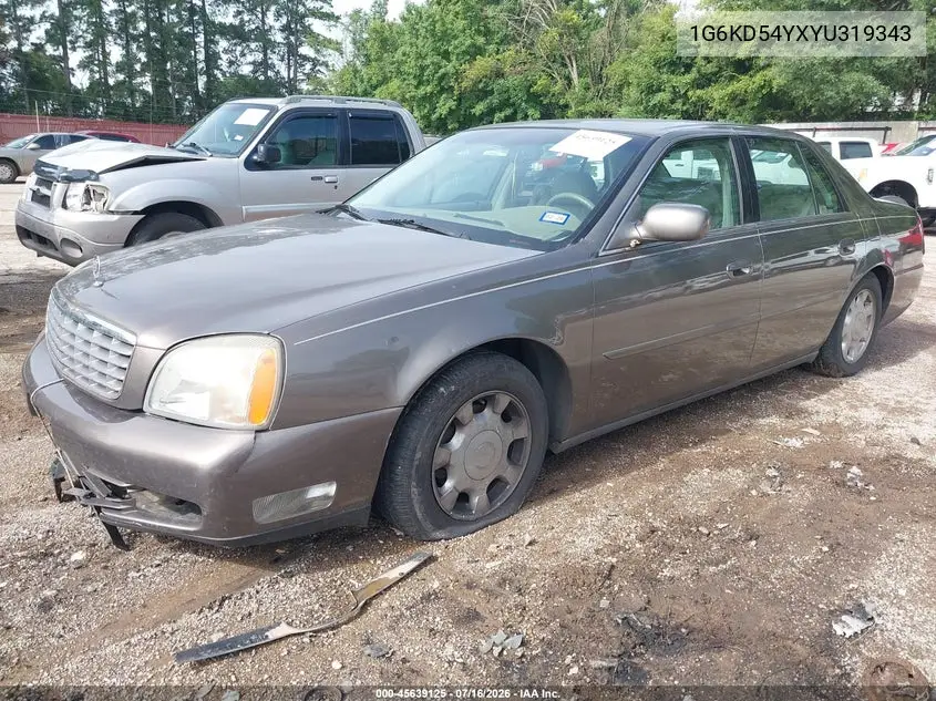 2000 Cadillac Deville Standard VIN: 1G6KD54YXYU319343 Lot: 45639125