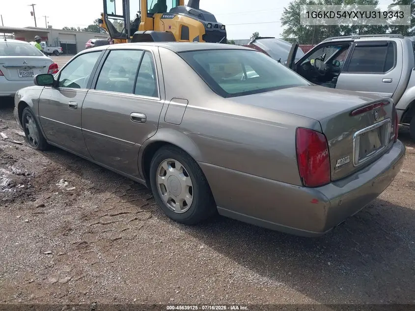 2000 Cadillac Deville Standard VIN: 1G6KD54YXYU319343 Lot: 45639125
