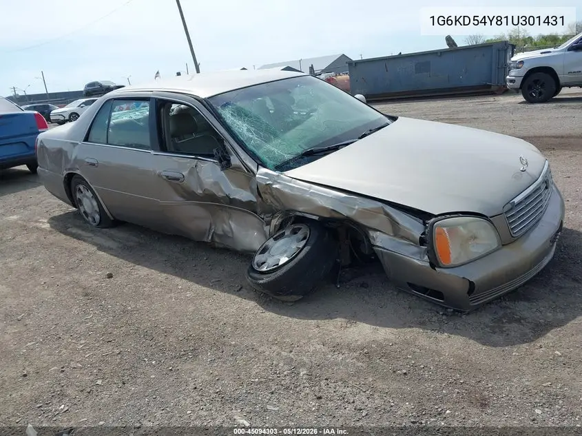 2001 Cadillac Deville Standard W/W20 VIN: 1G6KD54Y81U301431 Lot: 45094303