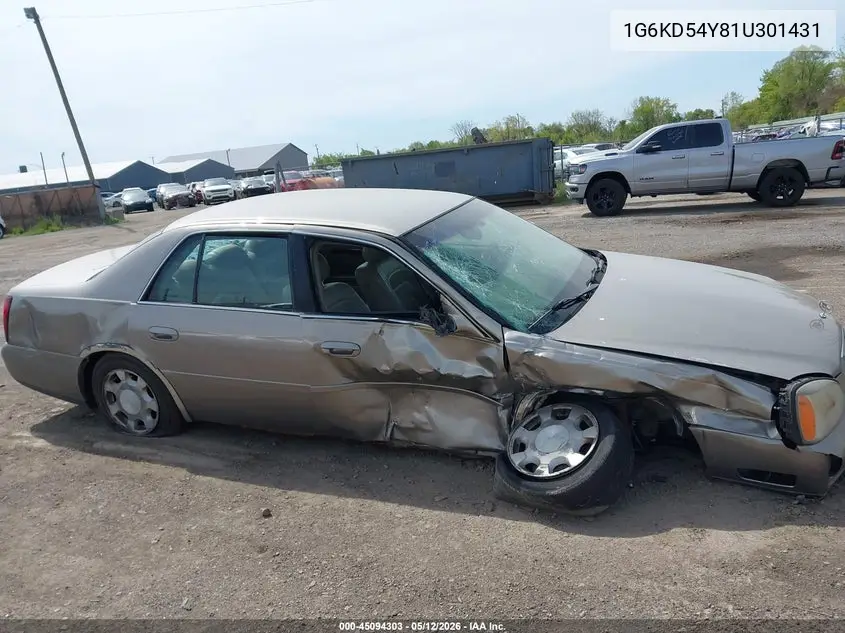 2001 Cadillac Deville Standard W/W20 VIN: 1G6KD54Y81U301431 Lot: 45094303
