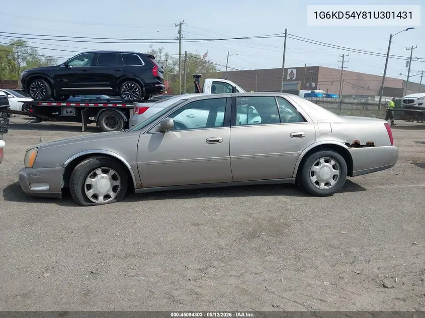 2001 Cadillac Deville Standard W/W20 VIN: 1G6KD54Y81U301431 Lot: 45094303