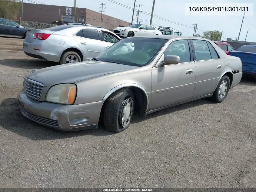 2001 Cadillac Deville Standard W/W20 VIN: 1G6KD54Y81U301431 Lot: 45094303