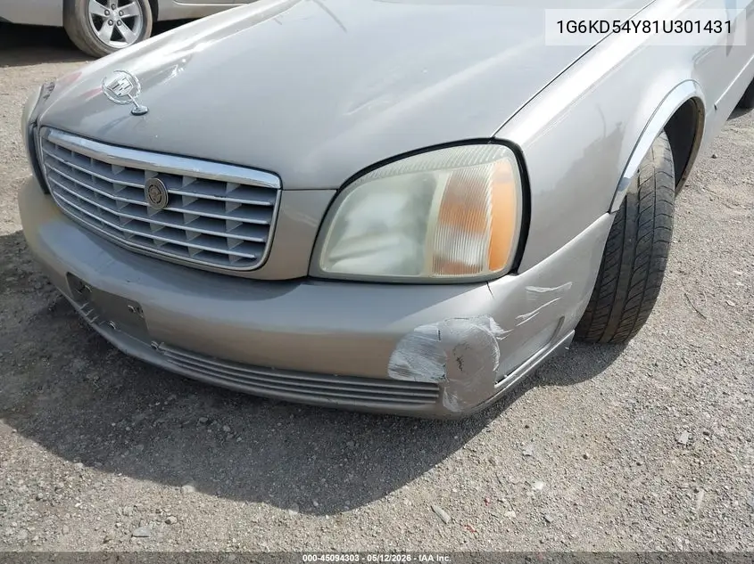 2001 Cadillac Deville Standard W/W20 VIN: 1G6KD54Y81U301431 Lot: 45094303