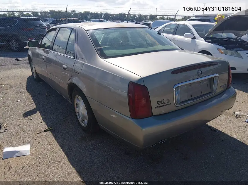 2001 Cadillac Deville Standard W/W20 VIN: 1G6KD54Y31U181604 Lot: 45197773