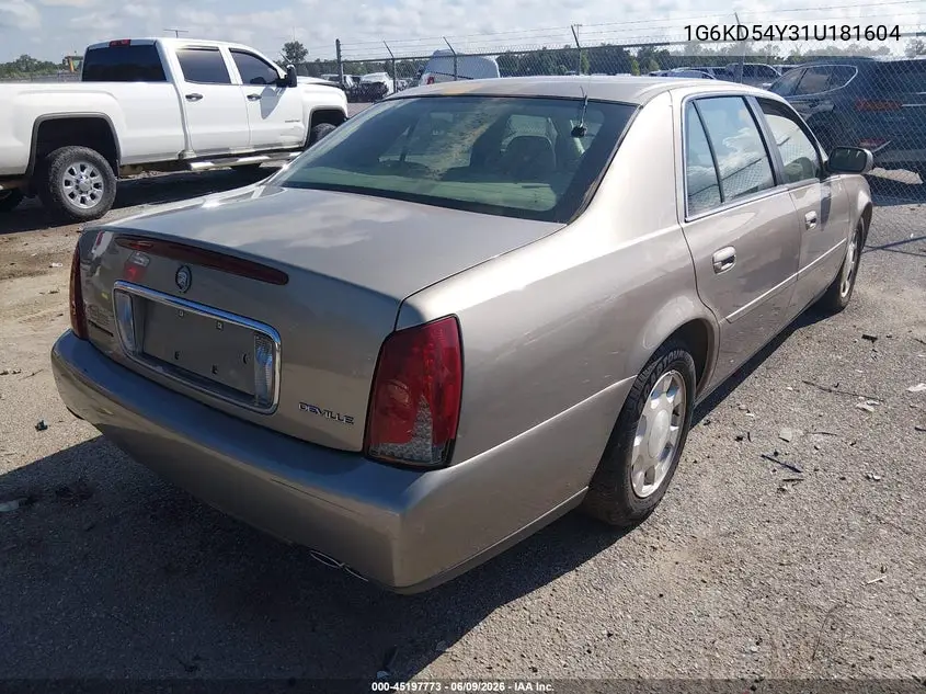 2001 Cadillac Deville Standard W/W20 VIN: 1G6KD54Y31U181604 Lot: 45197773