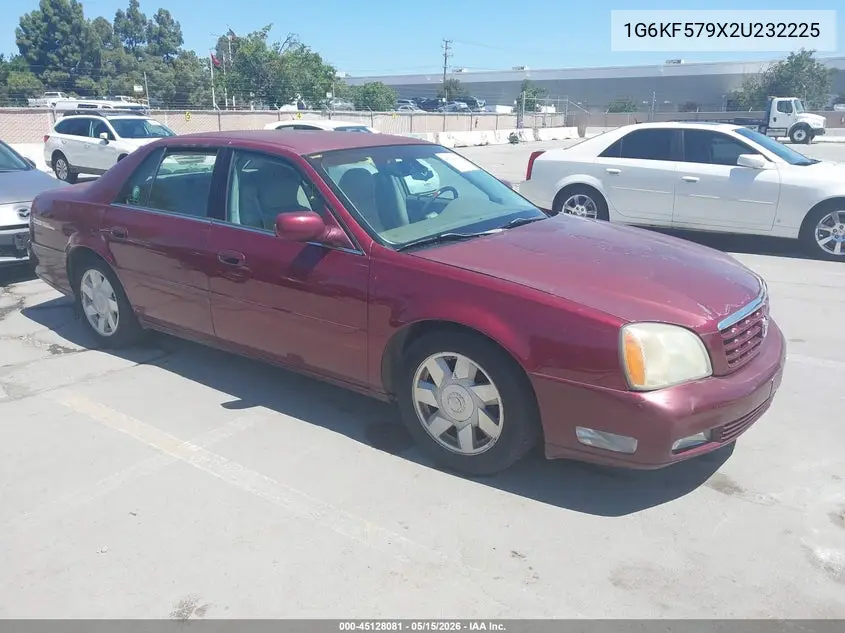 2002 Cadillac Deville Dts VIN: 1G6KF579X2U232225 Lot: 45128081