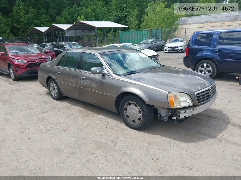 2002 Cadillac Deville Dhs VIN: 1G6KE57Y12U114672 Lot: 45133029