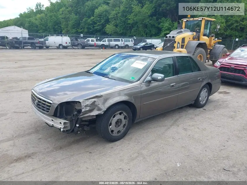 2002 Cadillac Deville Dhs VIN: 1G6KE57Y12U114672 Lot: 45133029